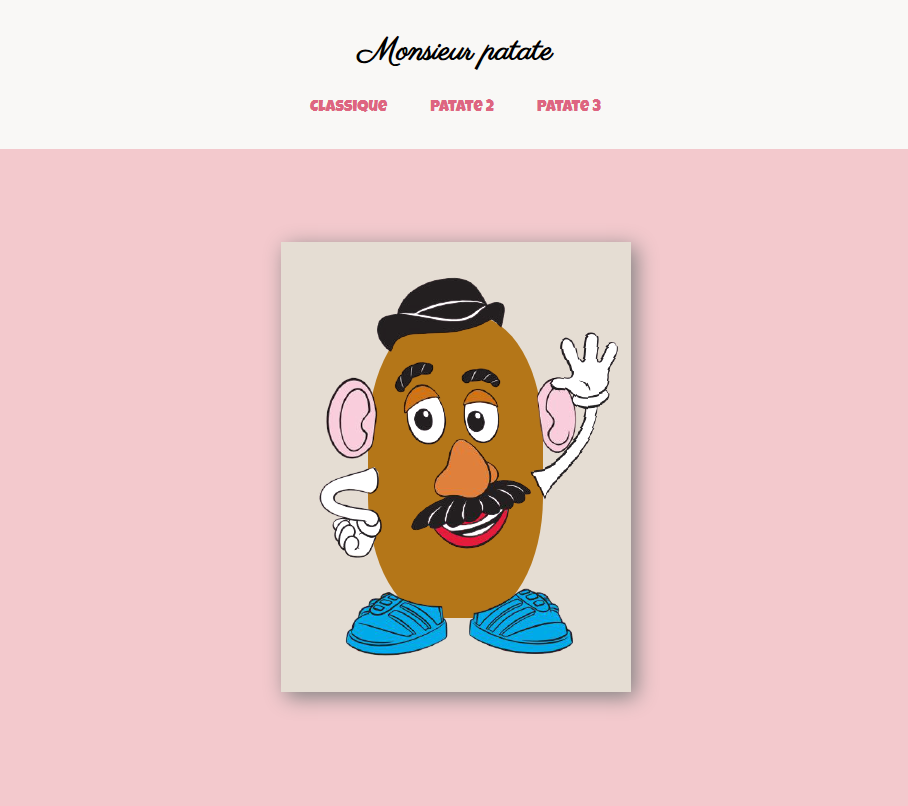 Capture d'écran du site Monsieur Patate de créé par Julie BOUILLON